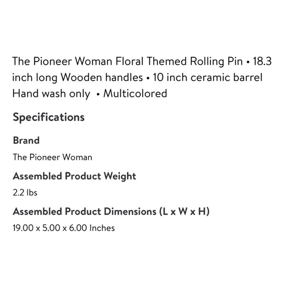 Rare - The Pioneer Woman Vintage Floral Rolling Pin -Discount Shipping - Picture 9 of 9
